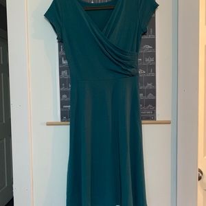 Deep teal faux wrap dress